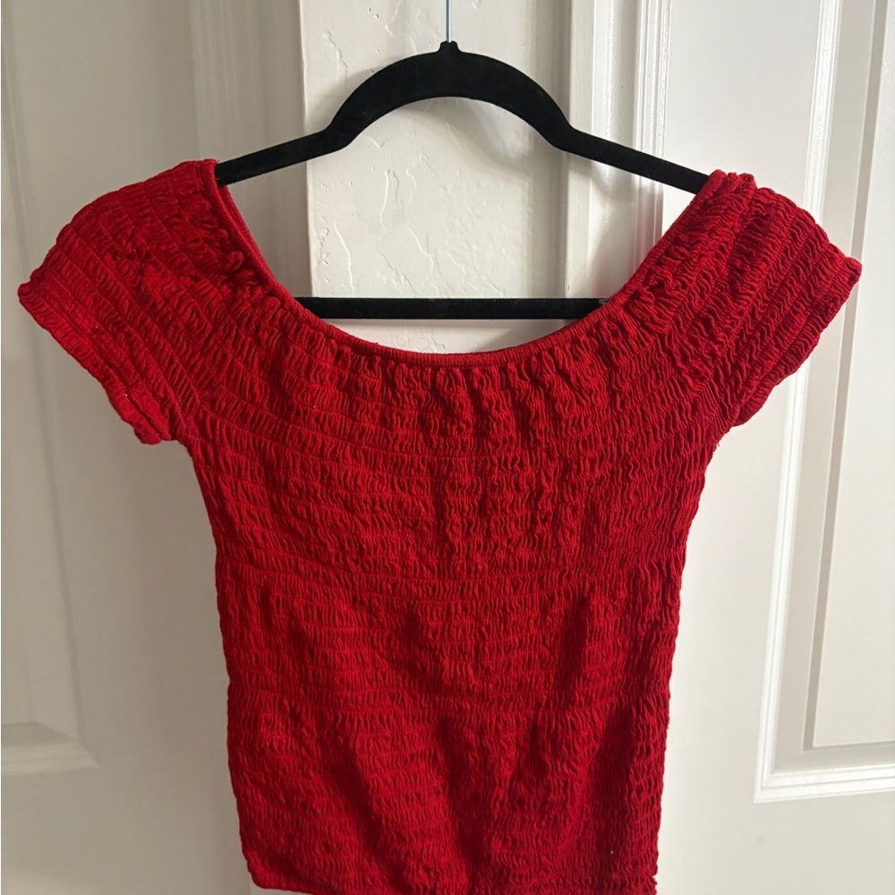 Brandy Melville Red Smocked Women's Top